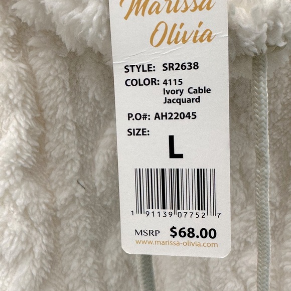 Marissa Olivia pullover ivory cable soft jacquard jacket L - Picture 4 of 6
